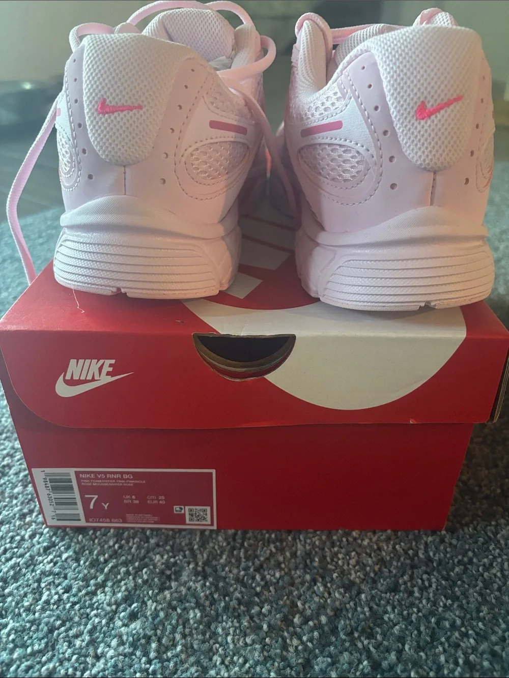 Nike Women's Light Pink Mesh Running Sneakers with Hot Pink Swoosh